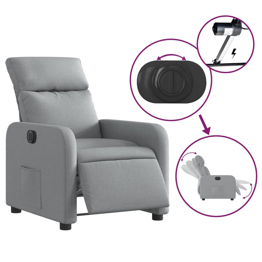 Fauteuil Stof Lichtgrijs Elektrisch verstelbaar Nee