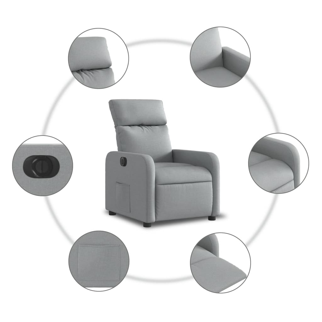 Fauteuil Stof Lichtgrijs Elektrisch verstelbaar Nee