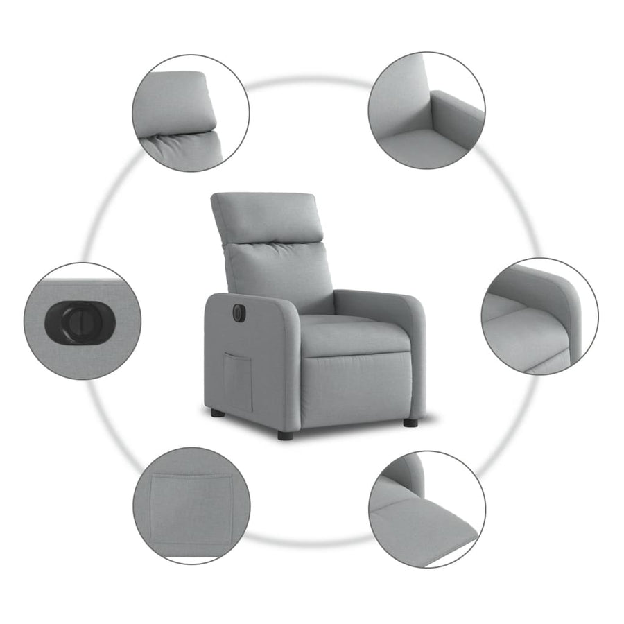 Fauteuil Stof Lichtgrijs Elektrisch verstelbaar Nee