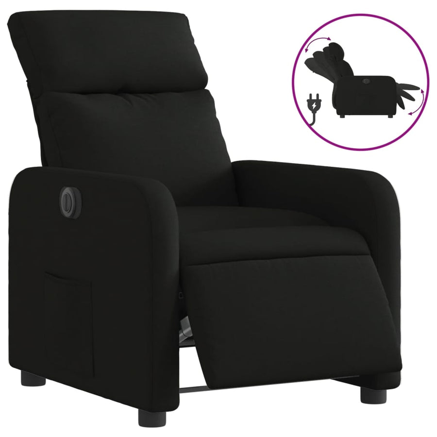 Fauteuil verstelbaar elektrisch stof zwart 1 Nee