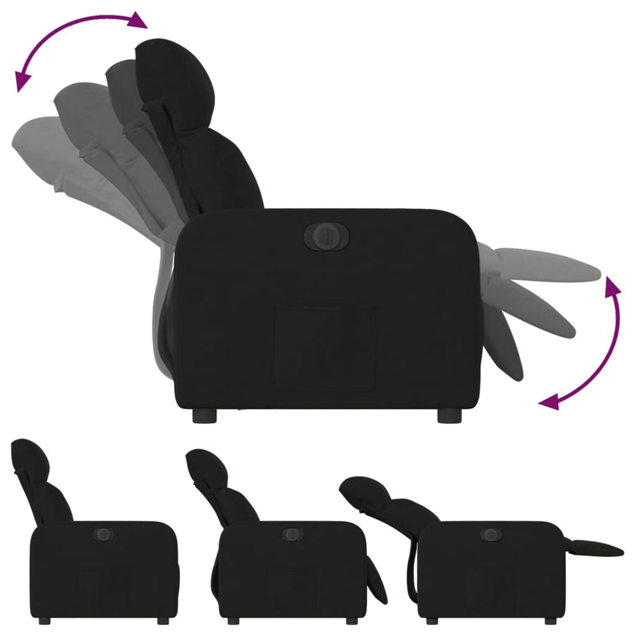 Fauteuil verstelbaar elektrisch stof zwart 1 Nee