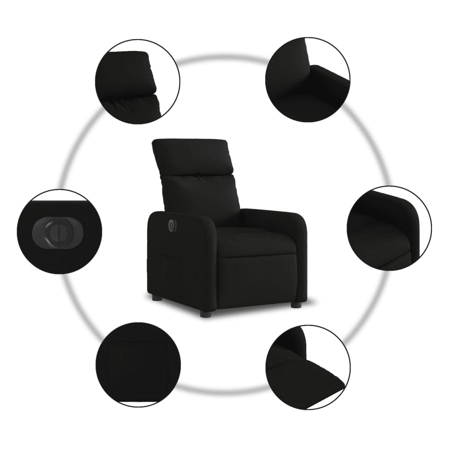 Fauteuil verstelbaar elektrisch stof zwart 1 Nee
