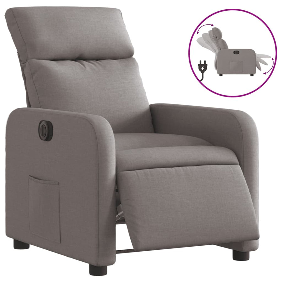 Fauteuil verstelbaar elektrisch stof taupe 1 Nee