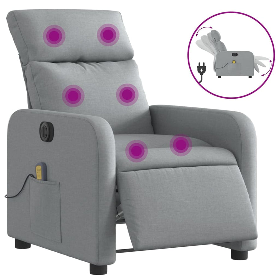 Massagestoel Stof Lichtgrijs Elektrisch verstelbaar Ja