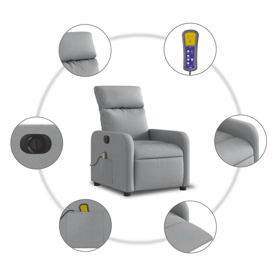 Massagestoel Stof Lichtgrijs Elektrisch verstelbaar Ja
