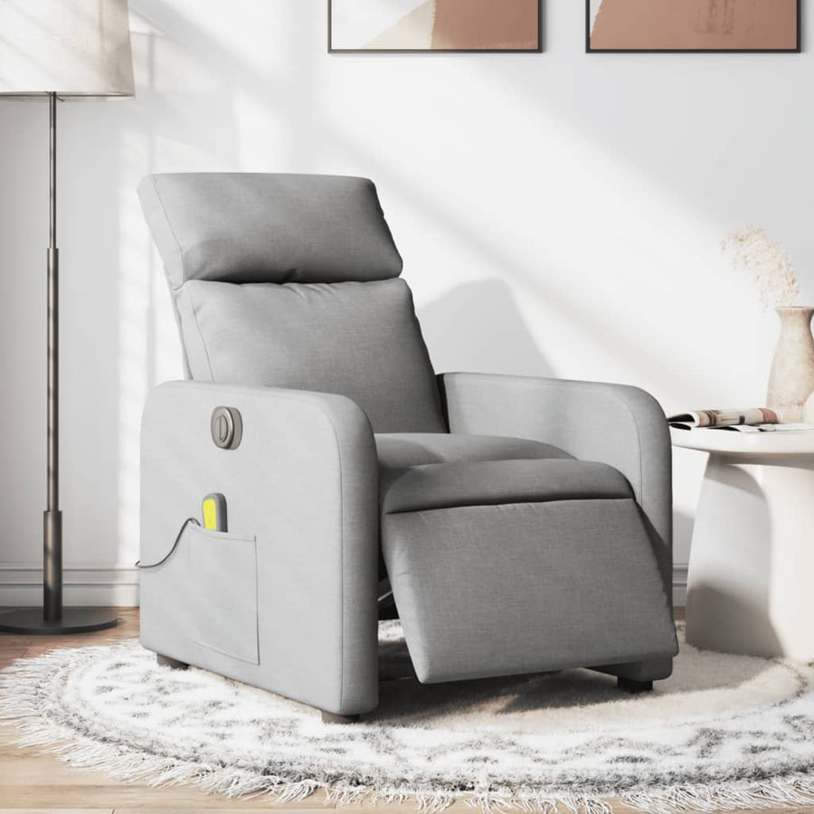 Massagestoel Stof Lichtgrijs Elektrisch verstelbaar Ja