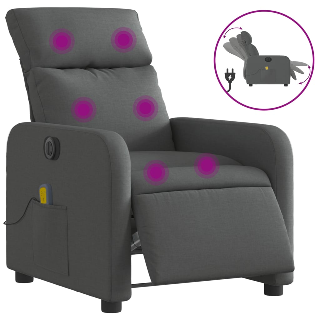 Massagestoel Stof Donkergrijs Elektrisch verstelbaar Ja
