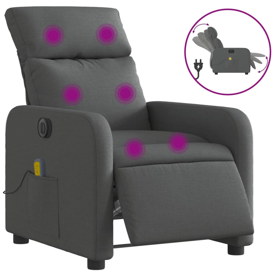 Massagestoel Stof Donkergrijs Elektrisch verstelbaar Ja