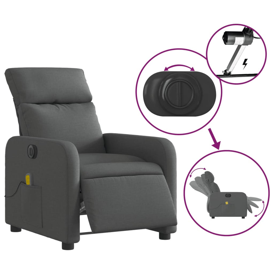 Massagestoel Stof Donkergrijs Elektrisch verstelbaar Ja