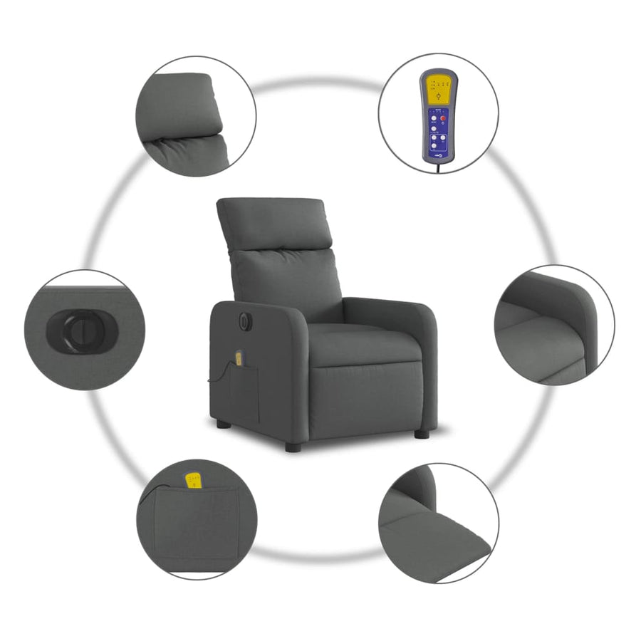 Massagestoel Stof Donkergrijs Elektrisch verstelbaar Ja