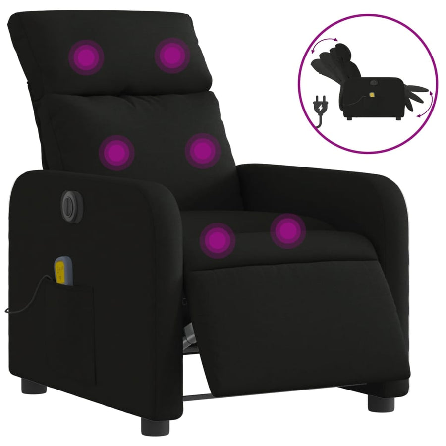 Massagestoel Stof Zwart Elektrisch verstelbaar Ja