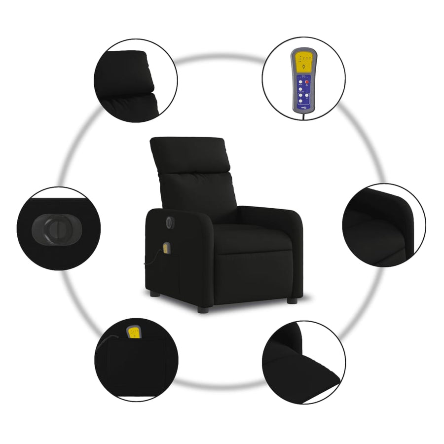 Massagestoel Stof Zwart Elektrisch verstelbaar Ja