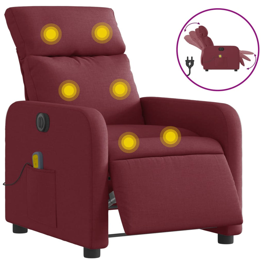 Massagestoel Stof Wijnrood Elektrisch verstelbaar Ja