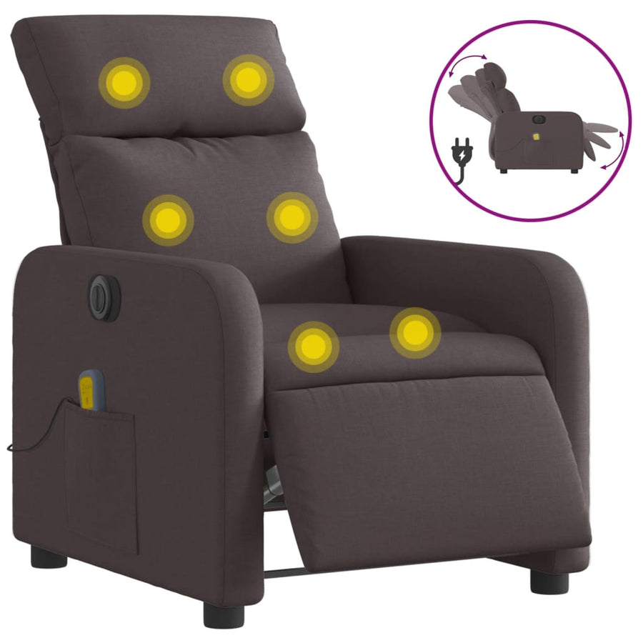 Massagestoel Stof Donkerbruin Elektrisch verstelbaar Ja