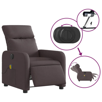 Massagestoel Stof Donkerbruin Elektrisch verstelbaar Ja