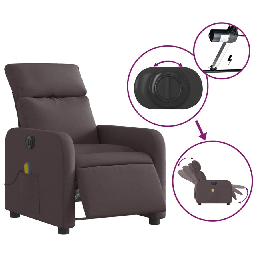 Massagestoel Stof Donkerbruin Elektrisch verstelbaar Ja