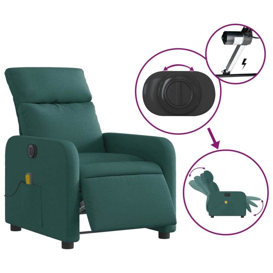 Massagestoel Stof Donkergroen Elektrisch verstelbaar Ja