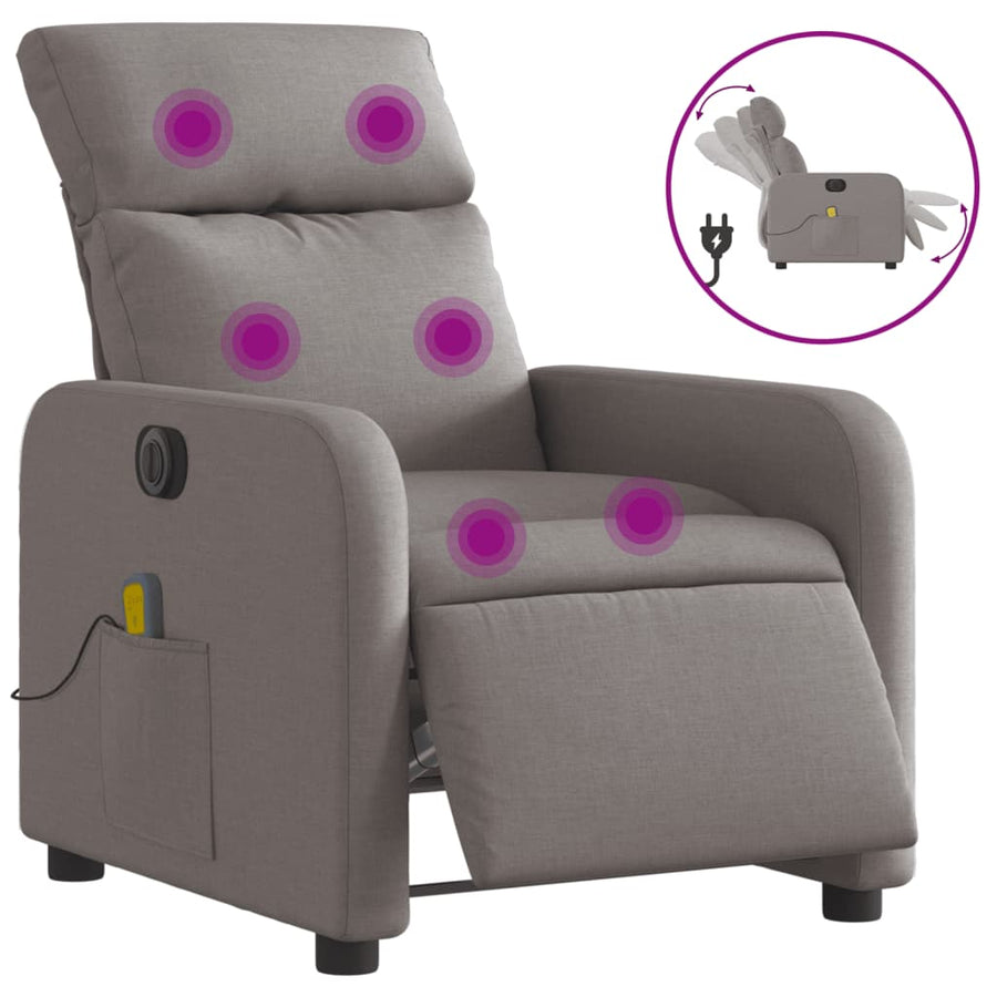 Massagestoel elektrisch verstelbaar stof taupe Ja Elektrisch verstelbaar