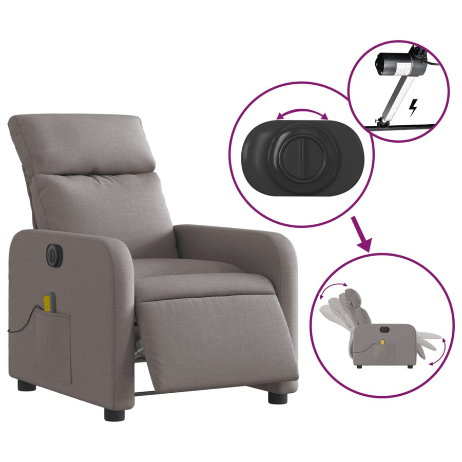 Massagestoel elektrisch verstelbaar stof taupe Ja Elektrisch verstelbaar