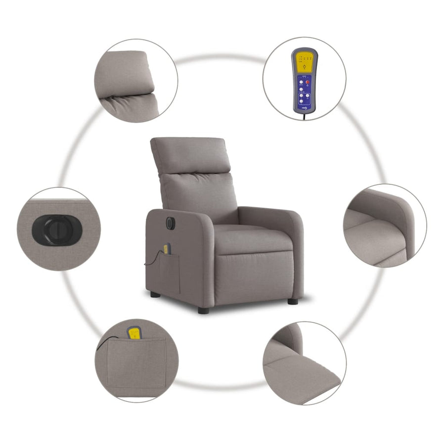 Massagestoel elektrisch verstelbaar stof taupe Ja Elektrisch verstelbaar