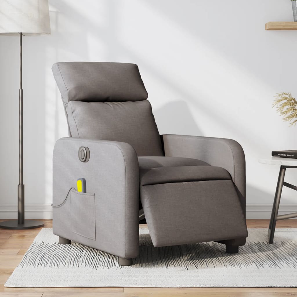 Massagestoel elektrisch verstelbaar stof taupe Ja Elektrisch verstelbaar