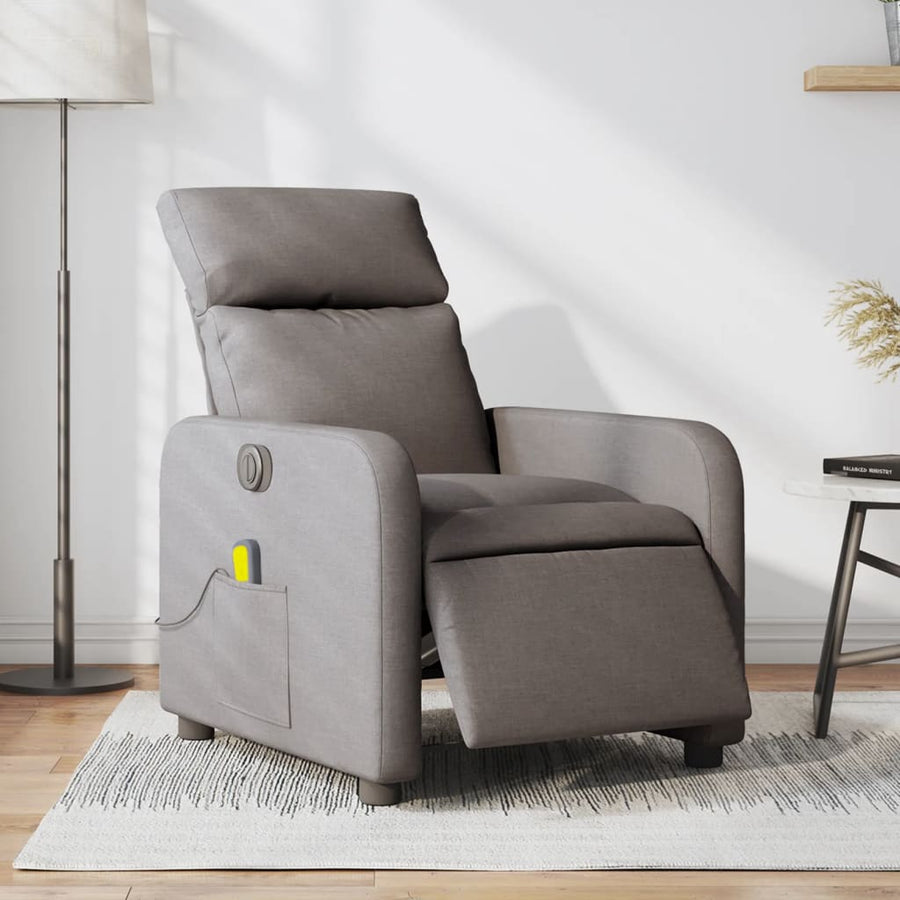 Massagestoel elektrisch verstelbaar stof taupe Ja Elektrisch verstelbaar