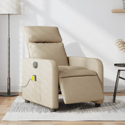 Massagestoel elektrisch verstelbaar stof crèmekleurig 66x89.5x95.5 cm