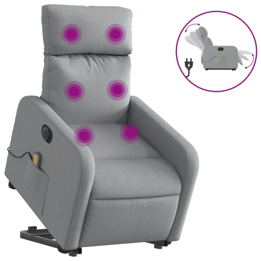 Sta-Op-Massagestoel Stof Lichtgrijs Elektrisch verstelbaar Ja