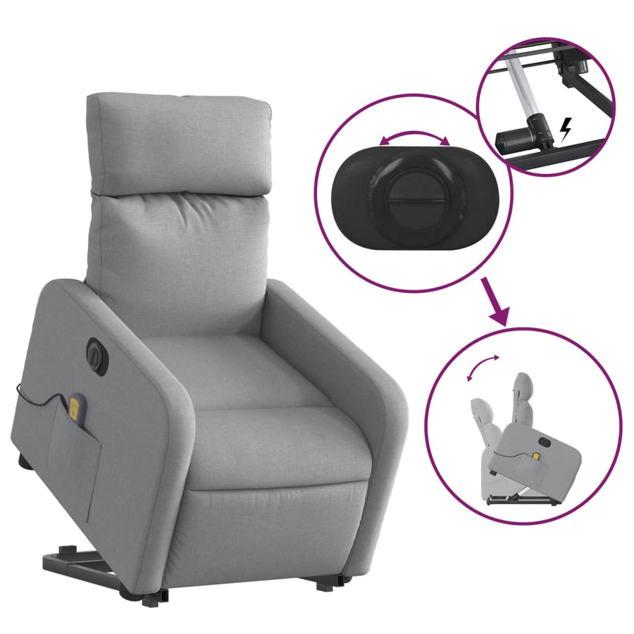 Sta-Op-Massagestoel Stof Lichtgrijs Elektrisch verstelbaar Ja