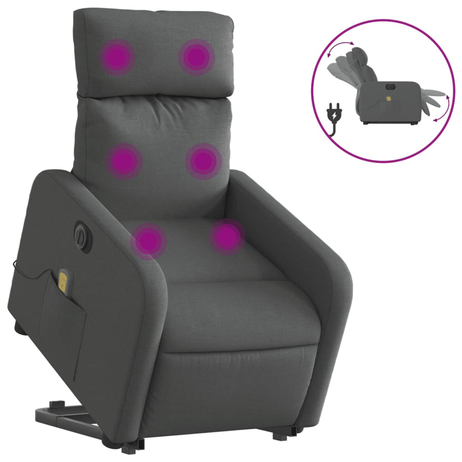 Sta-op-massagestoel elektrisch verstelbaar stof donkergrijs Ja Elektrisch verstelbaar