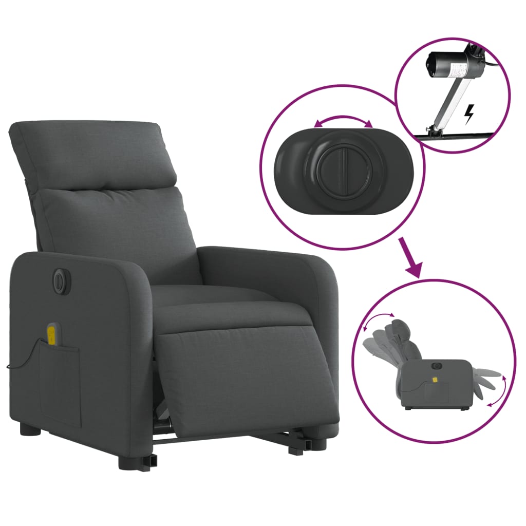 Sta-op-massagestoel elektrisch verstelbaar stof donkergrijs Ja Elektrisch verstelbaar