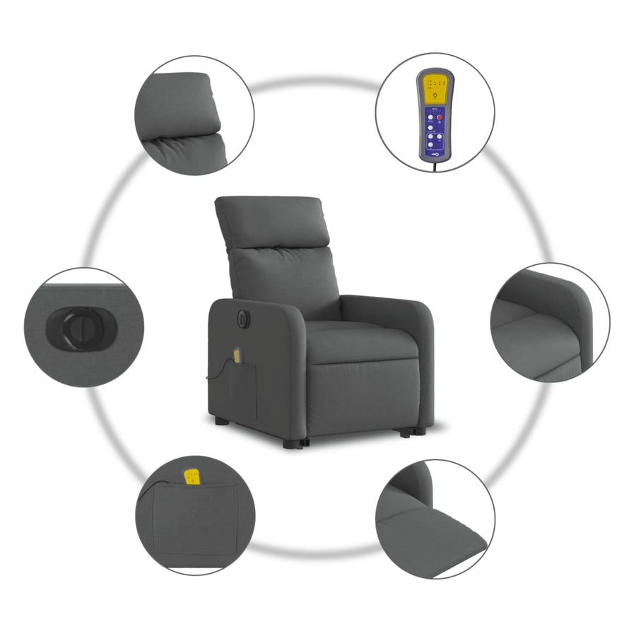 Sta-op-massagestoel elektrisch verstelbaar stof donkergrijs Ja Elektrisch verstelbaar