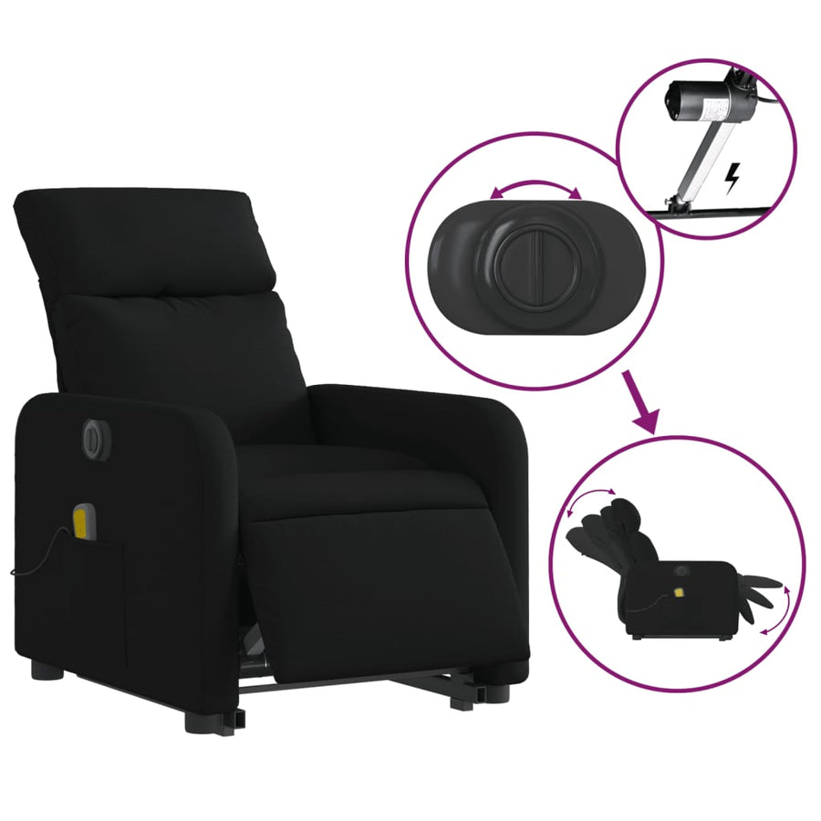 Sta-Op-Massagestoel Stof Zwart Elektrisch verstelbaar Ja