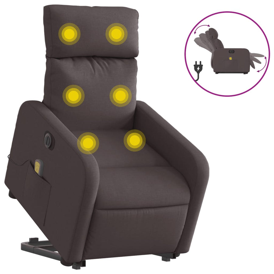 Sta-op-massagestoel elektrisch verstelbaar stof donkerbruin Ja Elektrisch verstelbaar
