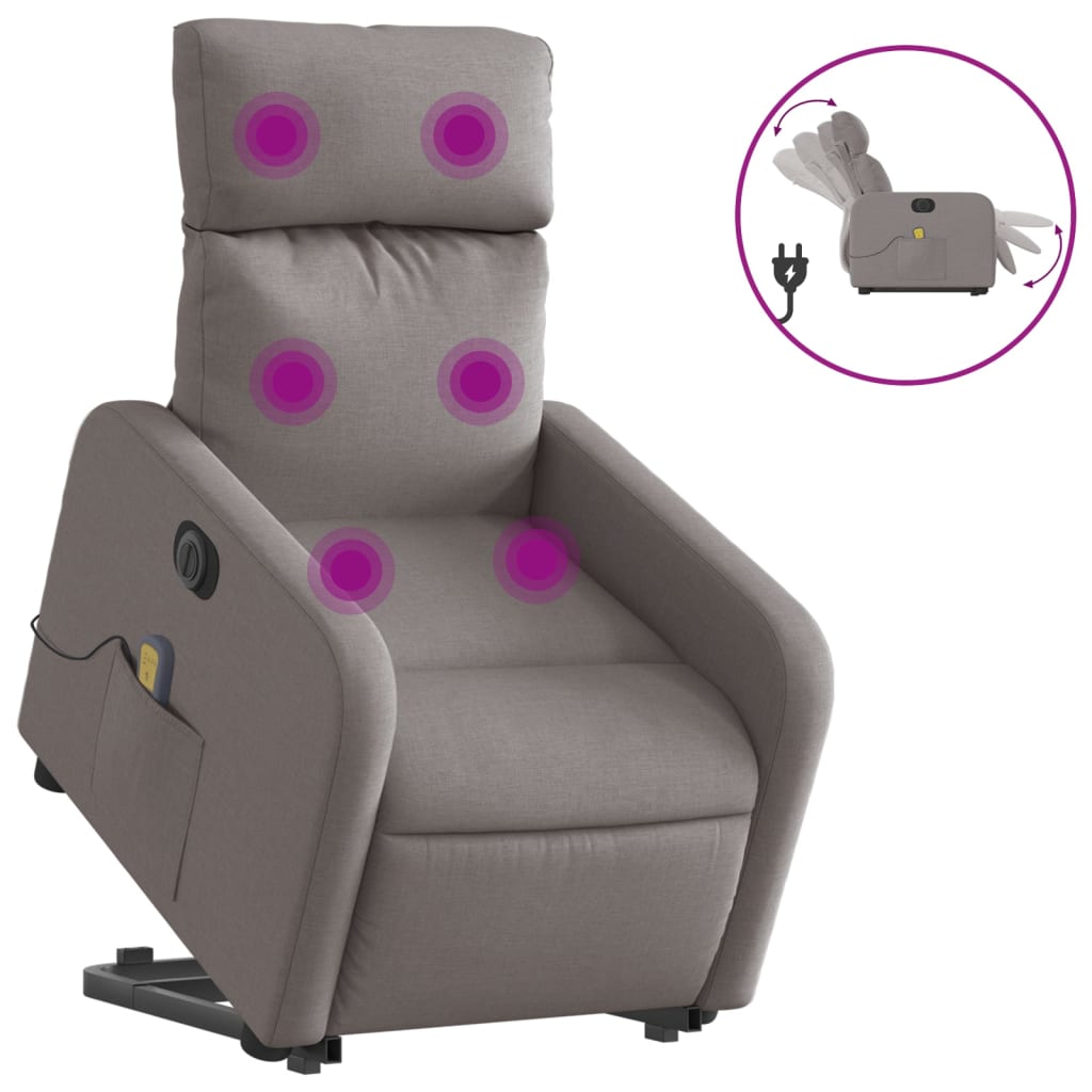 Sta-op-massagestoel elektrisch verstelbaar stof taupe Ja Elektrisch verstelbaar