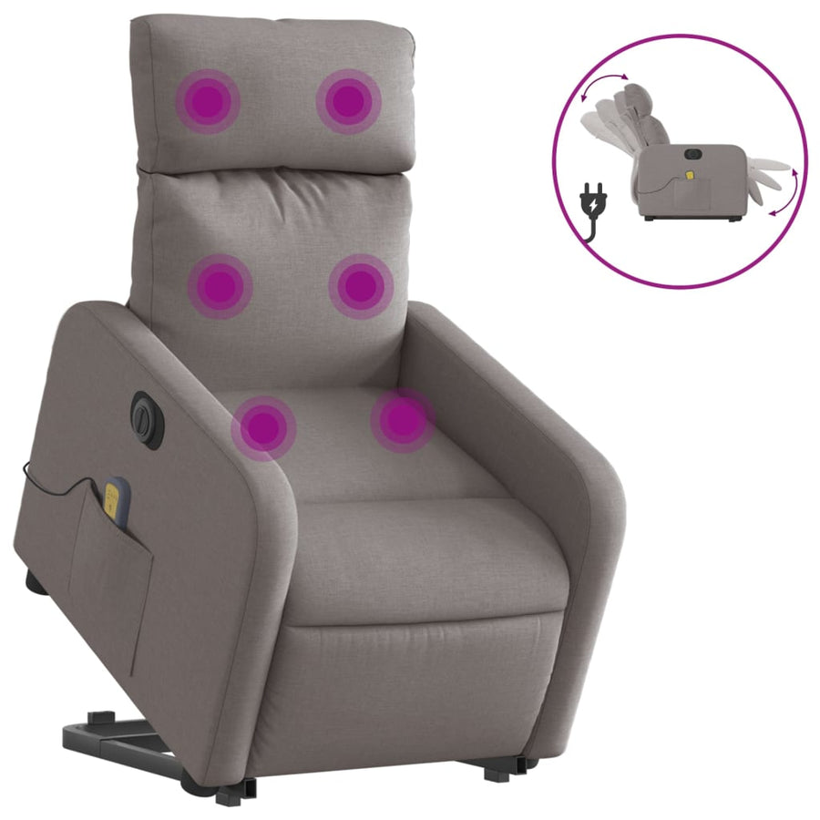Sta-op-massagestoel elektrisch verstelbaar stof taupe Ja Elektrisch verstelbaar