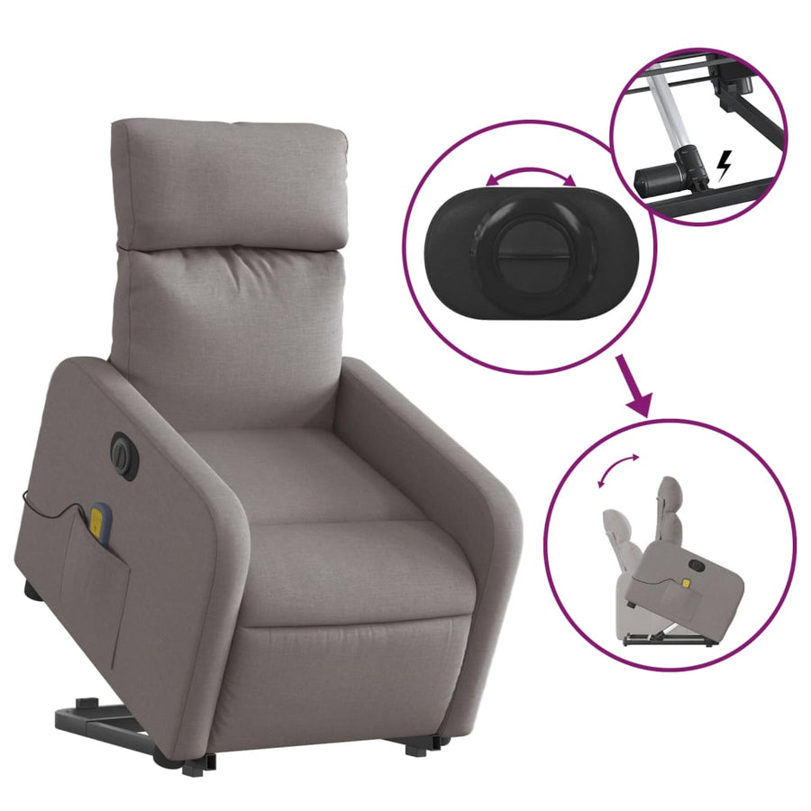 Sta-op-massagestoel elektrisch verstelbaar stof taupe Ja Elektrisch verstelbaar