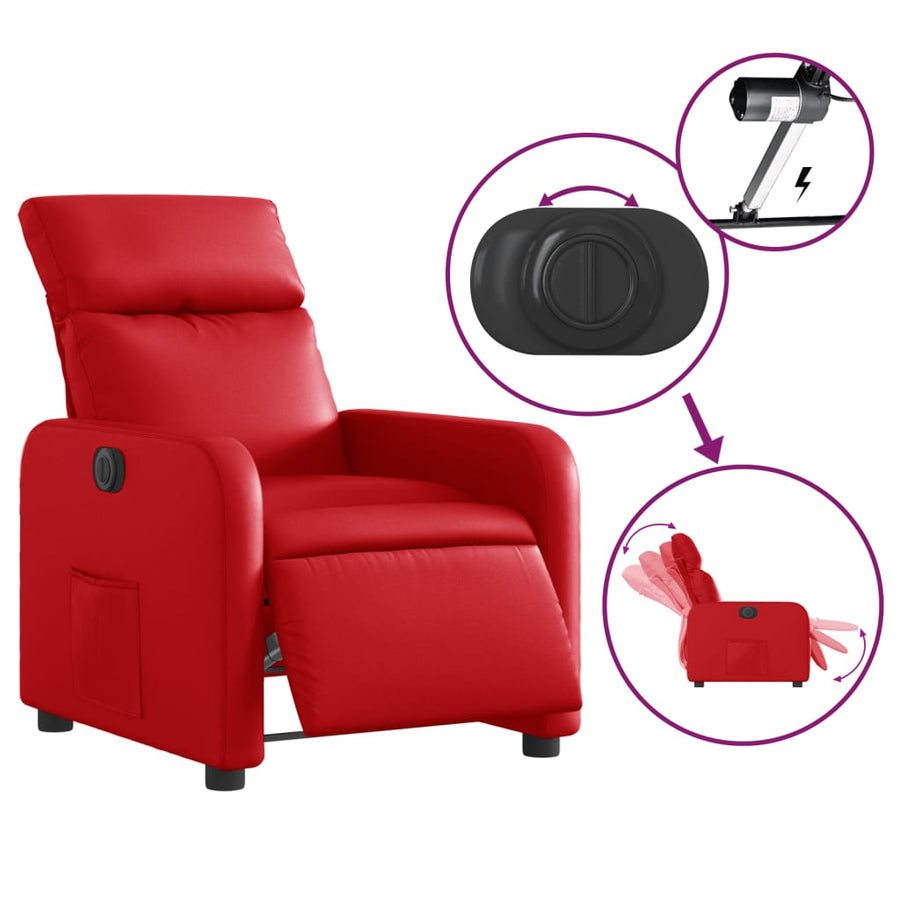Fauteuil verstelbaar elektrisch kunstleer rood Nee Elektrisch verstelbaar