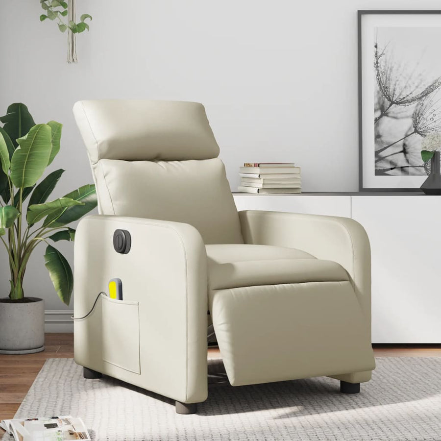 Massagestoel Verstelbaar Elektrisch Kunstleer Kleurig Crème Elektrisch verstelbaar Ja