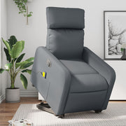 Sta-op massagestoel elektrisch grijs kunstleer