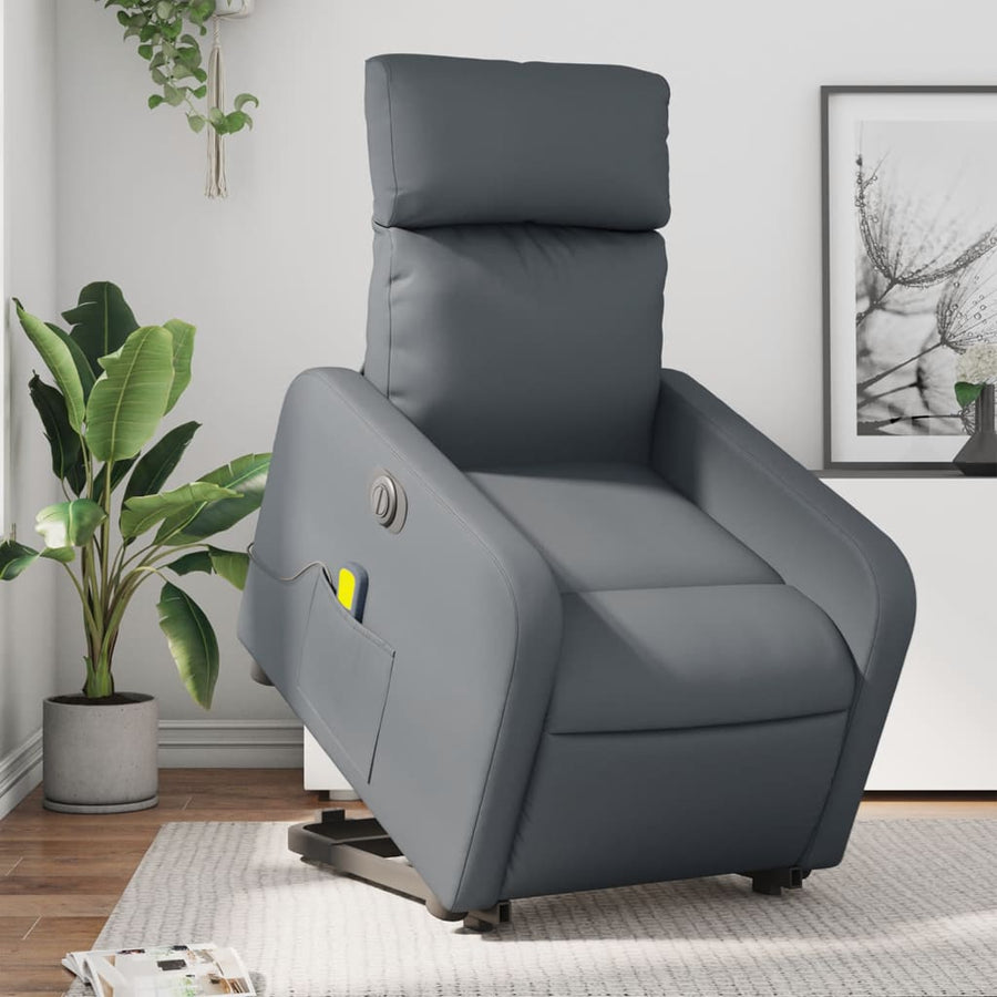 Sta-op-massagestoel elektrisch kunstleer grijs 1 Ja