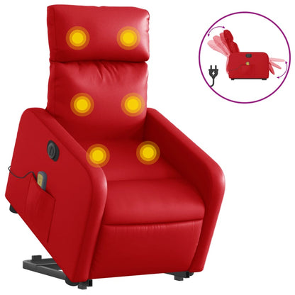 Sta-op-massagestoel elektrisch kunstleer rood