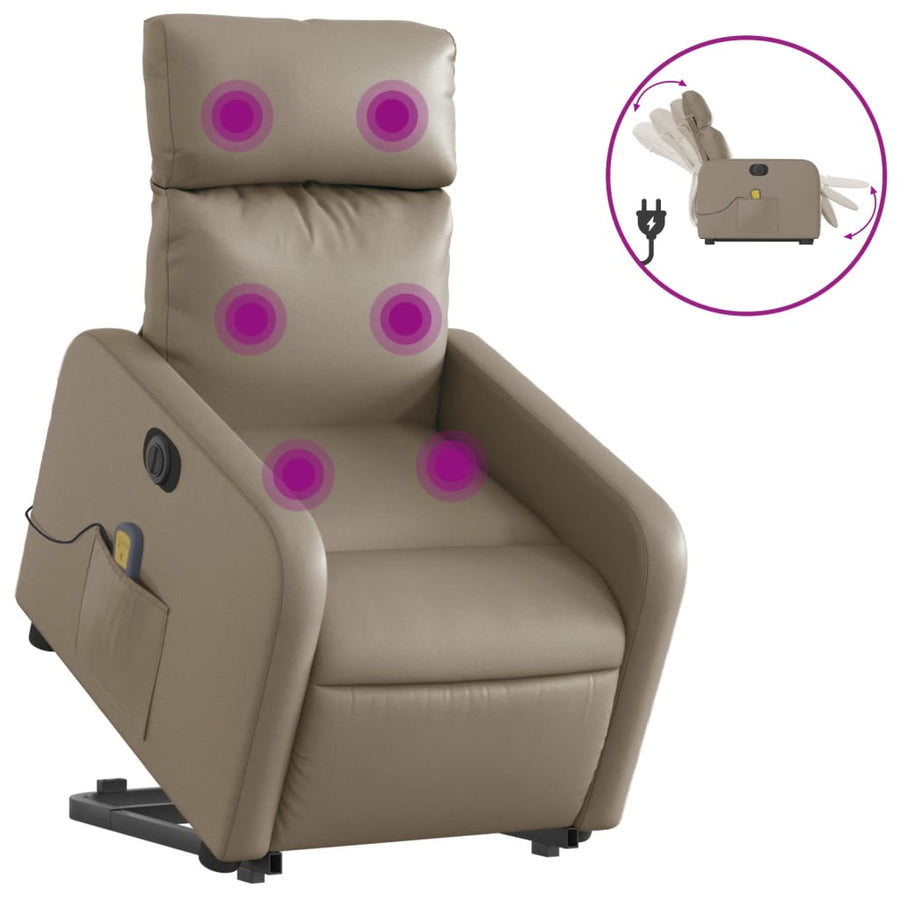 Sta-Op-Massagestoel Elektrisch Kunstleer Kleurig Cappuccino Elektrisch verstelbaar Ja