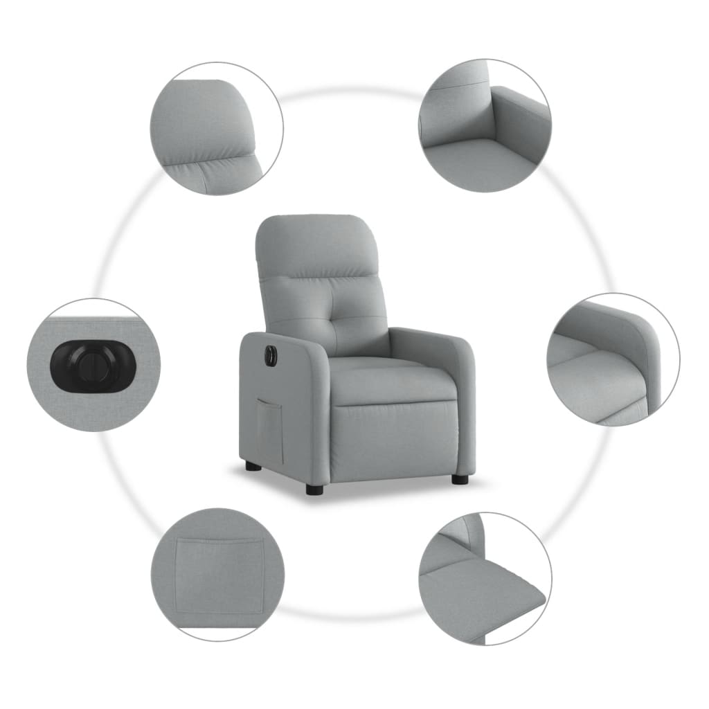 Fauteuil Stof Lichtgrijs Elektrisch verstelbaar Nee