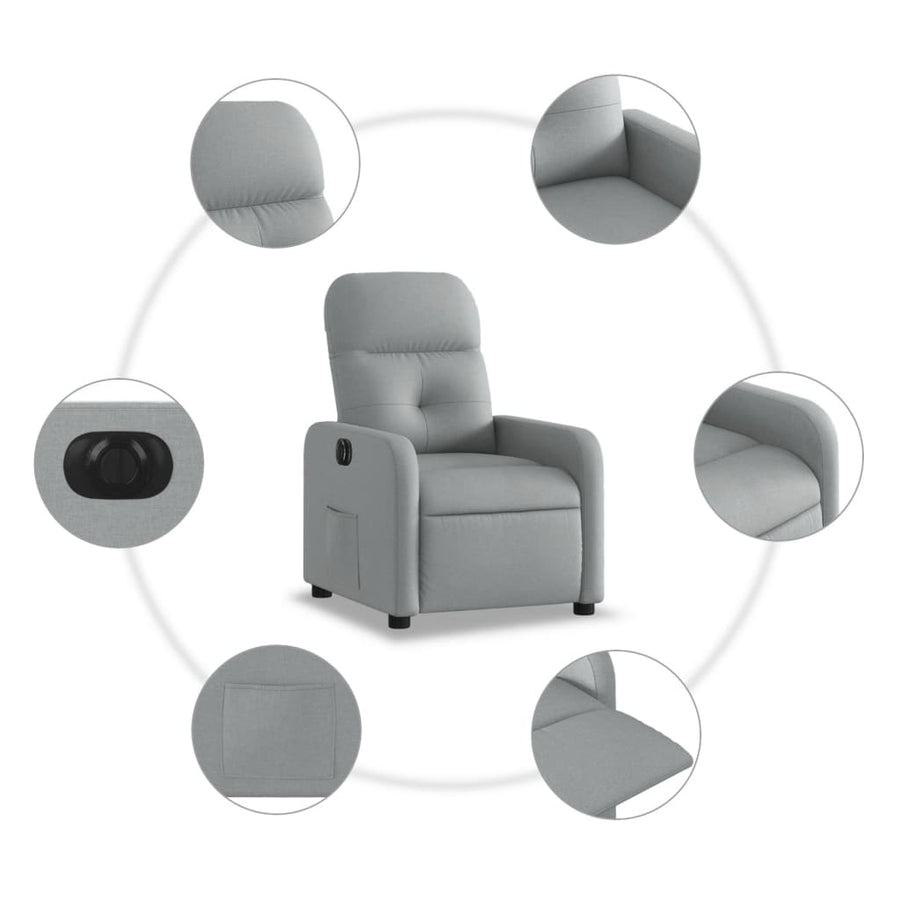 Fauteuil Stof Lichtgrijs Elektrisch verstelbaar Nee