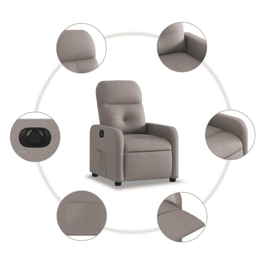 Fauteuil Verstelbaar Elektrisch Stof Taupe Elektrisch verstelbaar Nee