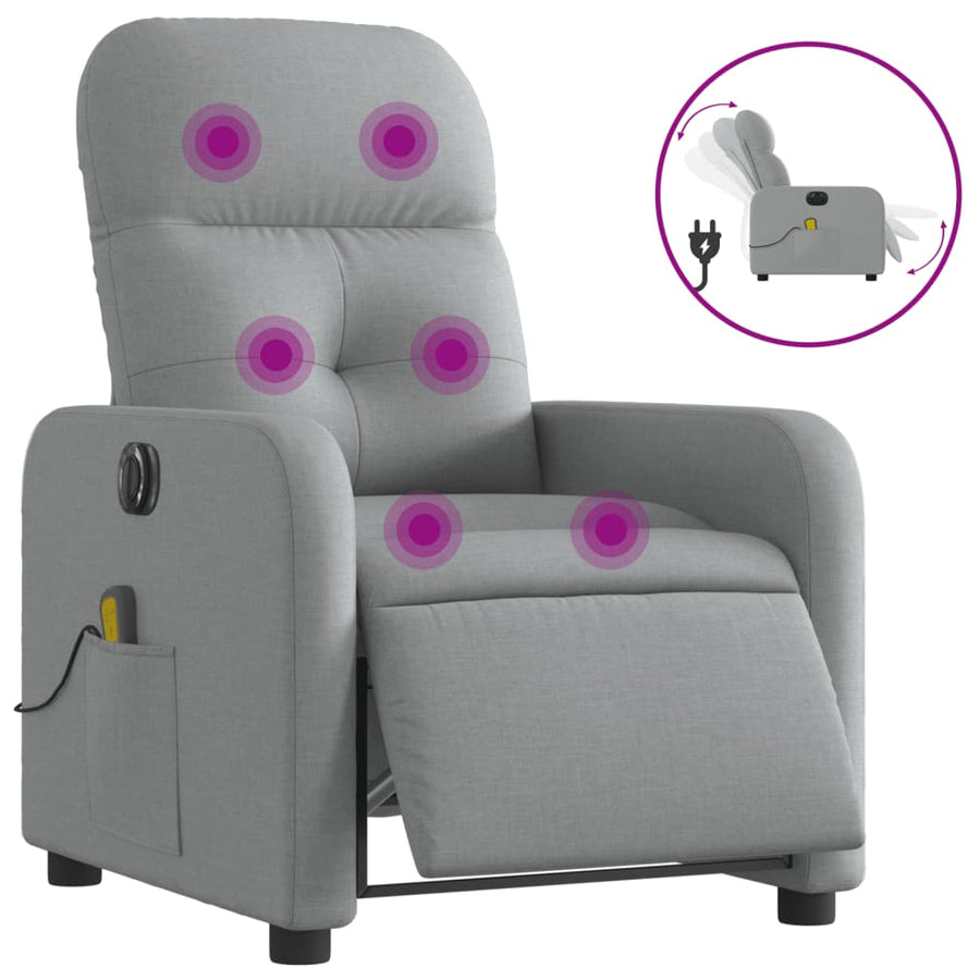 Massagestoel elektrisch verstelbaar stof lichtgrijs Ja Elektrisch verstelbaar