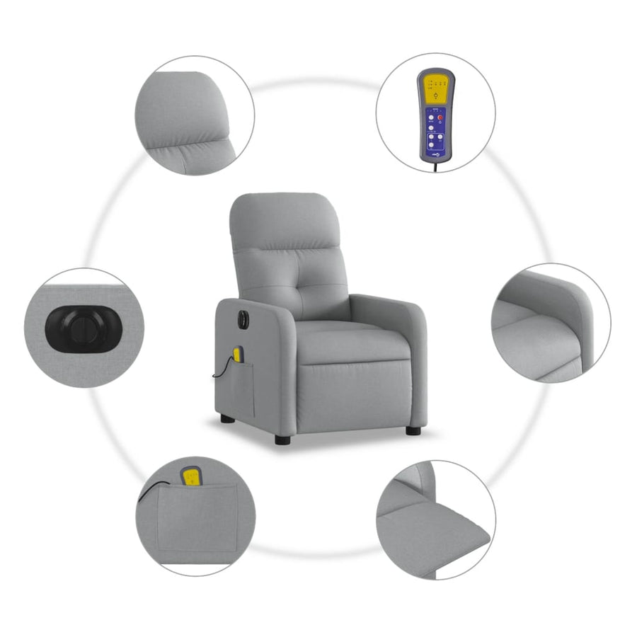 Massagestoel elektrisch verstelbaar stof lichtgrijs Ja Elektrisch verstelbaar