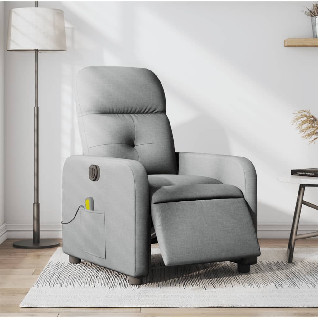 Massagestoel elektrisch verstelbaar stof lichtgrijs Ja Elektrisch verstelbaar