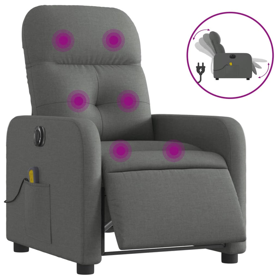 Massagestoel Stof Donkergrijs Ja Elektrisch verstelbaar